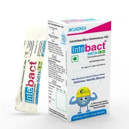 Dr. Morepen INTEBACT INSTA 5BN CFU Probiotics Supplement - 6 Sachets - 1.5 gm each Vanilla flavour-picture-36