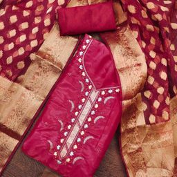 Blissta Floral Embroidered Sequnnied Unstitched Dress Material-image-32