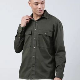 Bene Kleed Dark Green Relaxed Fit Cotton Shirt-picture-40