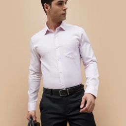 Code By Lifestyle Dusty Pink Slim Fit Texture Shirt-image-93