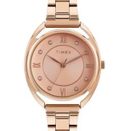Timex Rose Gold Round Dial Analog Womens Watch - TWEL231SMU01-45