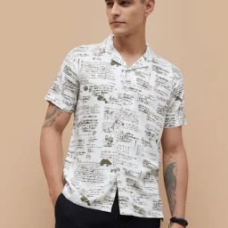 Code By Lifestyle Olive Regular Fit Printed Shirt-picture-46