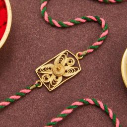 Fabindia Women Gold Solid Rakhi with Tie-Up Closure-image-86