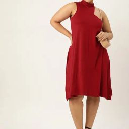 Therebelinme Maroon Regular Fit Dress-image-57