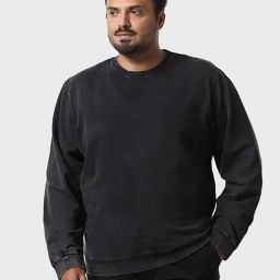 Bewakoof Black Regular Fit Solid Plus Size Sweatshirt-image-35