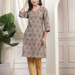 Nayam by Lakshita Maroon Chanderi Printed Kurta-image-86