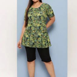 Aarika Black & Green Floral Print Swim Suit-image-86