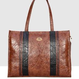 Esbeda Tan Textured Large Laptop Tote Handbag-22