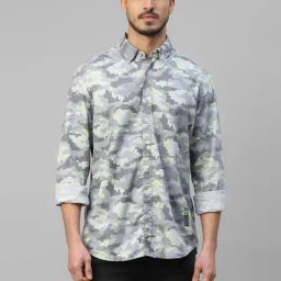 Royal Enfield CAMO QR Grey Regular Fit Printed Shirt-image-26