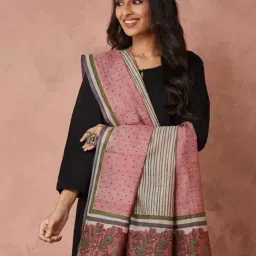 Fabindia Purple Cotton Silk Regular Fit Printed Dupatta-image-85