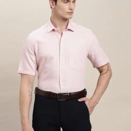 Turtle Light Pink Cotton Regular Fit Dobby Shirt-picture-0