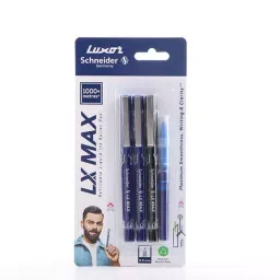Schneider LX-Max 2 Blue & 1 Black Roller Ball Pen with 1 Refill Needle Tip (Pack of 3)-image-70