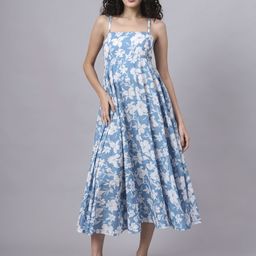 KALINI Floral Print Fit & Flare Midi Dress-image-51