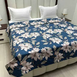 Pure Decor Comfy Blue & White Printed Microfiber 200 GSM AC Room King Size Comforter-image-45