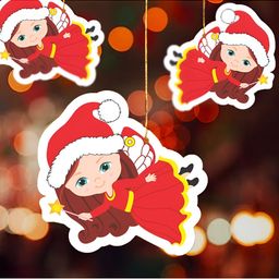 Special You 20Pcs White & Red PrintedFairy Hanging Christmas Tree Decor-14