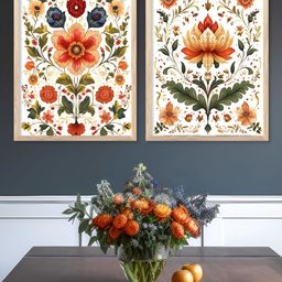 Kotart Brown & Red 2 Piece Wood Floral and Botanical Wall Paintings-picture-37