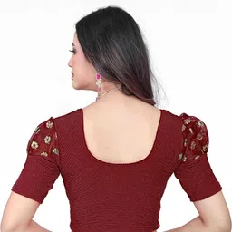 PU FASHION Printed Round Neck Saree Blouse-picture-46