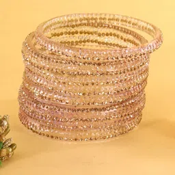LAVAZZA Set Of 10 Fancy Glass Crystals Studded Bangles-6