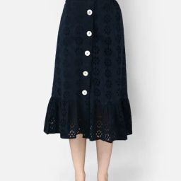 Cover Story Navy Embroidered Skirt-image-105