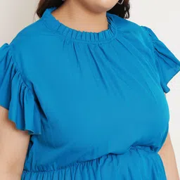 U&F Beyond Plus Size Flutter Sleeves Ruffles A-Line Top image 4