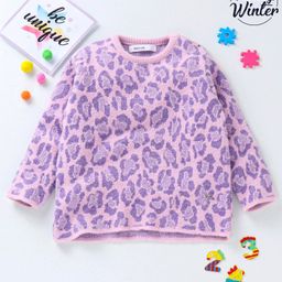 Babyoye Nylon Knit Full Sleeves Sweater Animal Design- Baby Pink-image-28