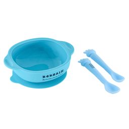 B4Brain Silicone Suction Bowl & 2 Silicon Giraffe Spoon Blue - 400 ml-24