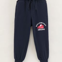 Olio Kids Heavy Sinker Full Length Text Print Track Pant - Navy-picture-27