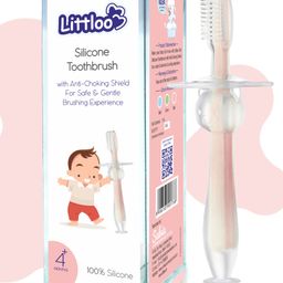 Littloo Silicone Anti-Choking Toothbrush With Fitted Shield & Fine Soft Bristles For Gentle Teeth & Gums Complete Baby Oral Care & Hygiene With Easy Grip Design BPA Free - Pink-picture-13