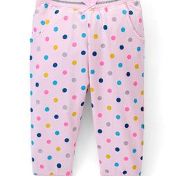 Babyhug Cotton Looper Knit Full Length Lounge Pant Polka Dots Printed - Pink-image-16
