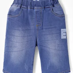 Kookie Kids Knee Length Shorts With Patch Applique Detailing - Blue-picture-15