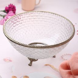 De Maison Decor Ribbed Glass Antique Brass Bowl-image-1
