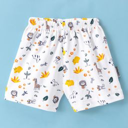 Child World Cotton Interlock Shorts Animal Print - White-image-82