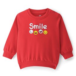 Doodle Poodle 100% Cotton Light Weight Looper Knit Full Sleeves Sweatshirt with Emoticons Print - Red-picture-13