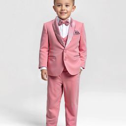 Babyhug Knit Full Sleeves Solid Color 4 Piece Party Suit with Bow & Sequin Applique - Pink-image-54