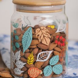 VONCASA Borosilicate Glass Jar - 650 ml, Leaf Prints-16
