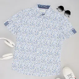 Pantaloons Junior Cotton Half Sleeves Floral Printed Shirt - Blue-picture-10