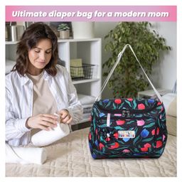 Little Munchkins New Born Spacious multi purpose Nursing Tote unisex Diaper bag water resistant for mother carry::color::black-15