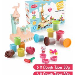 Aditi Toys Clay & Dough Play Set Ice Cream Maker Ivory with Color Dough Tubes (6X50g Each) + (6X30g Each) Non-Toxic, Safe for Kids 3+ Years-image-95