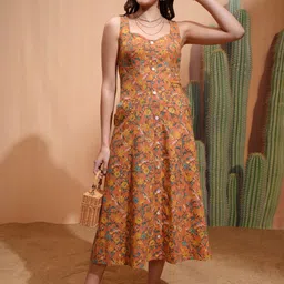 Tokyo Talkies Floral Print A-Line Midi Dress-image-22