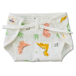 LazyToddler Muslin  Nappy Set of 3 Extra Small Dino Print - White image 2