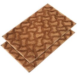 Kuber Industries 2Pcs Brown Zig Zag Design Velvet Anti-Skid Doormats-picture-8