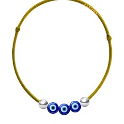 Darshraj Women Yellow Evil Eye Artificial Beads Sterling Silver Handcrafted Anklet-picture-13