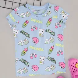 Pantaloons Junior Girls Conversational Printed Round Neck Cotton T-shirt-picture-37