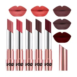 VOLO Set Of 5 Creme Matte Lipstick 3.5g Each - Light Peach-Peach-Coffee-Chocolate-Maroon-image-78