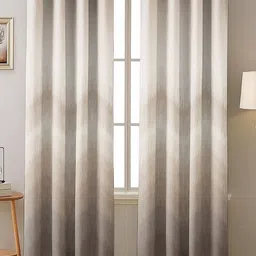 Nefertiti Home Beige & Brown 2 Pieces Geometric Black Out Long Door Curtains-picture-46