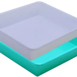 Plastic Prime Exel Small Tray For Home/Office, 2 pc Tray 2 Ltr, White Green Tray-image-48