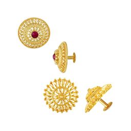DIVASTRI Set of 2 Gold-Plated Circular Studs Earrings-9