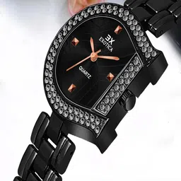 Exotica Fashion Women Brass Dial & Stainless Steel Straps Analogue Watch EX-2591-Black RG-48
