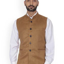 VEERA PARIDHAAN Suede Velvet Mandarin Collar Nehru Jacket-picture-33