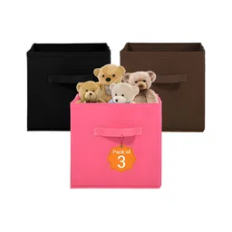 Aura Pink & Brown 3 Pieces Non-Woven Multi-Utility Organisers-51